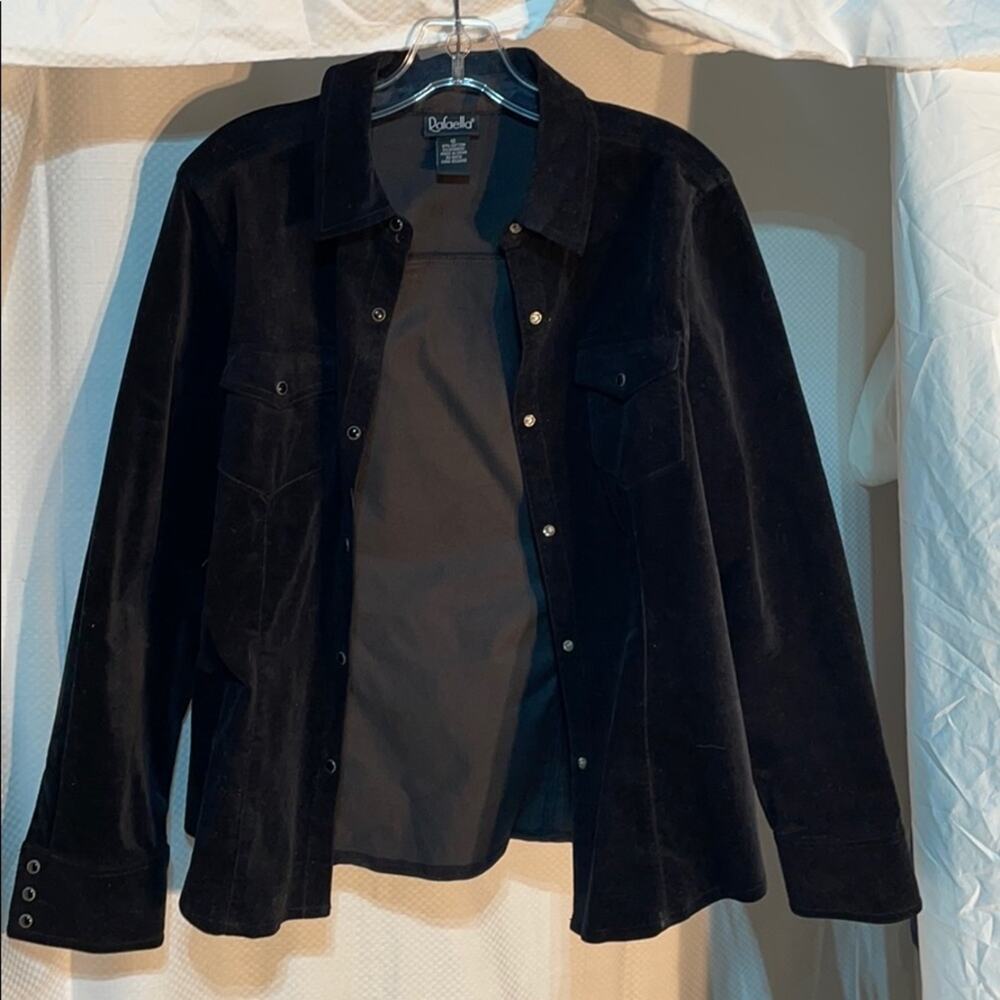 Rafaella 12 unconstructed black stretch shirt euc